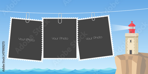 Retro style collage of photo frames vector illustration