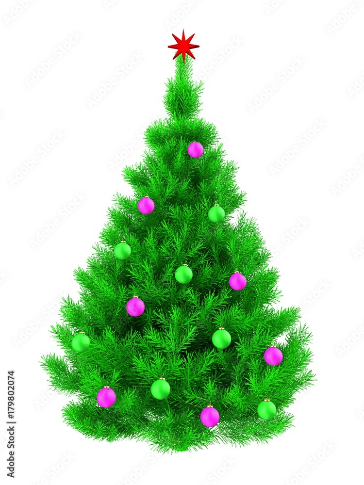 3d vibrant Christmas tree over white 3d vibrant Christmas tree over white