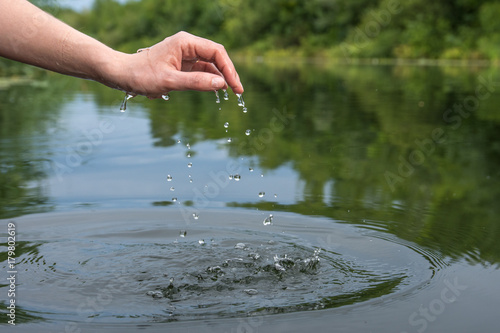 Waterdrops on the hand