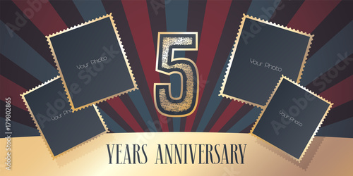 5 years anniversary vector icon, logo