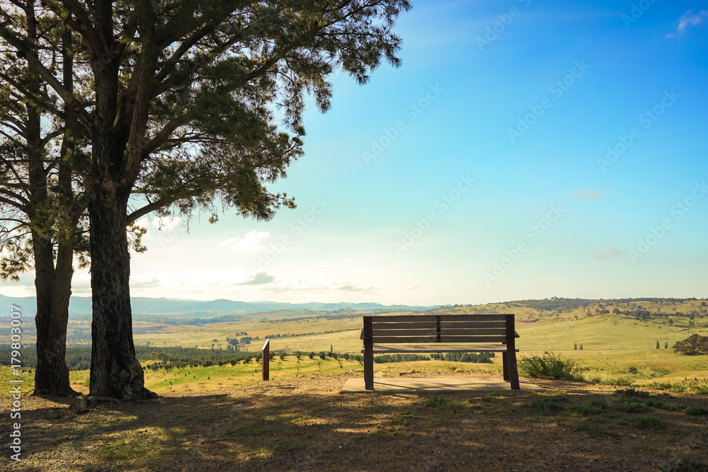Bench looking over Australian Countryside 