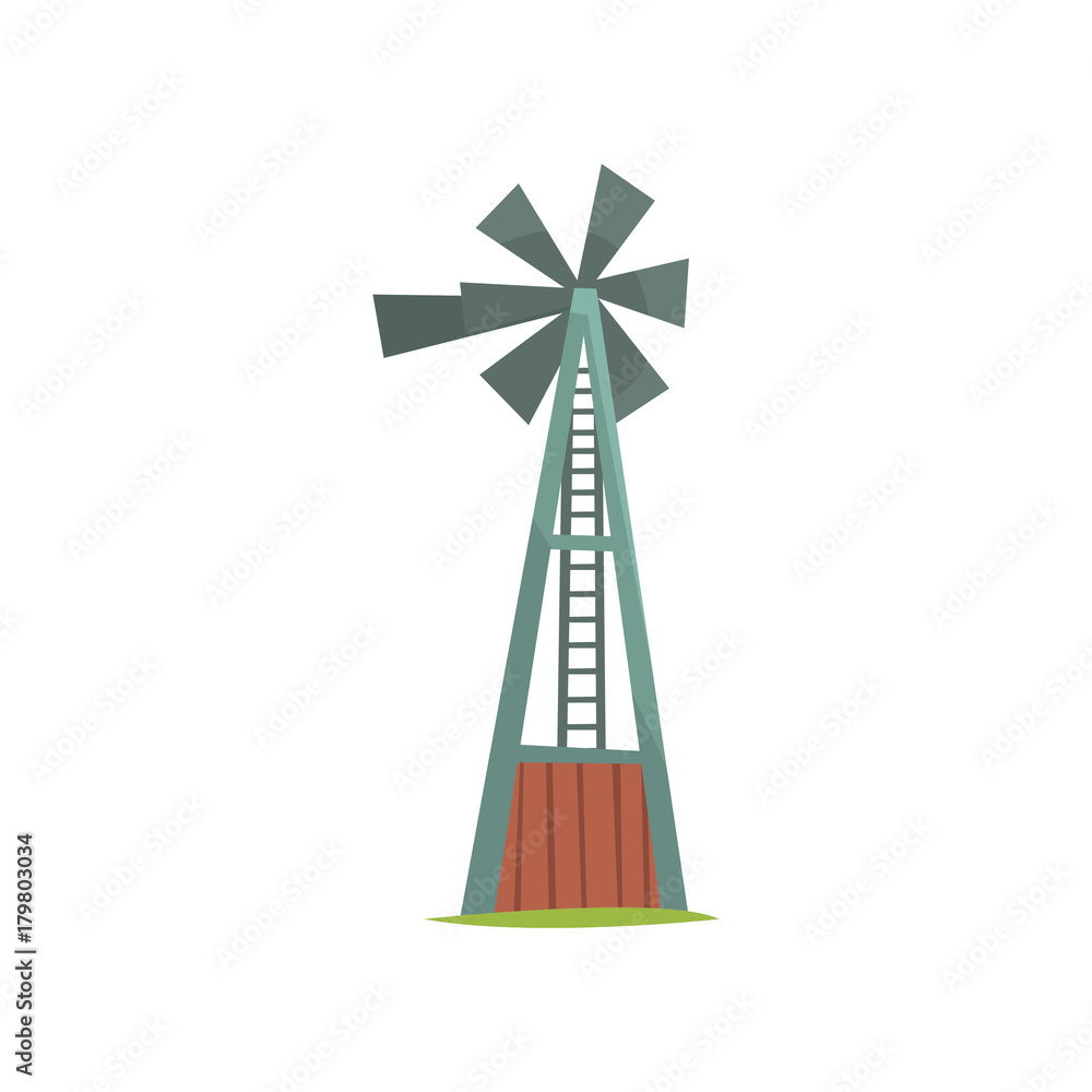Wind water pump, traditional construction for pimping water from the ground cartoon vector Illustration Wind water pump, traditional construction for pimping water from the ground cartoon vector Illustration