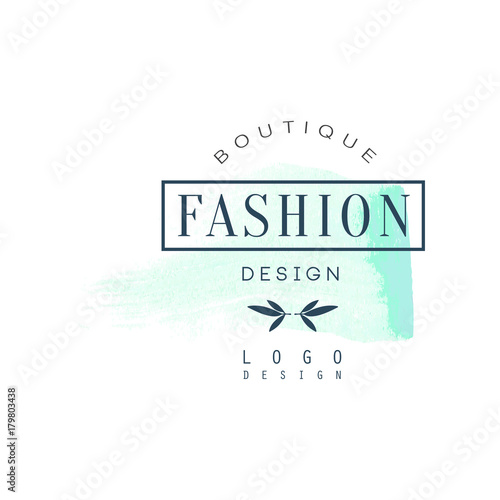 Fashion boutique logo design, badge for clothes shop, beauty salon or cosmetician watercolor