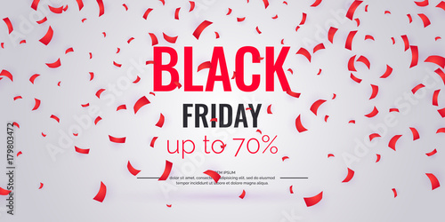 Black friday sale, abstract background with confetti.