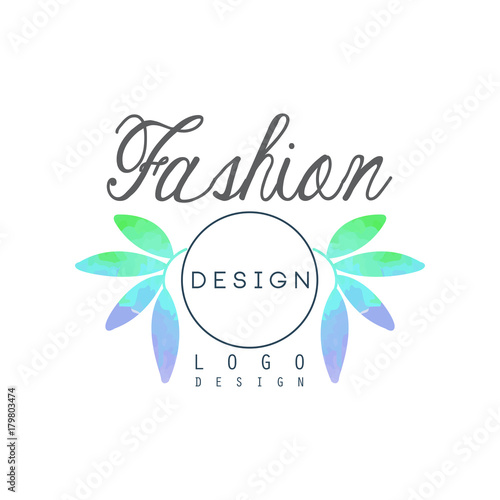Fashion logo design, badge for spa, cosmetician, clothes boutique or shop, beauty salon watercolor
