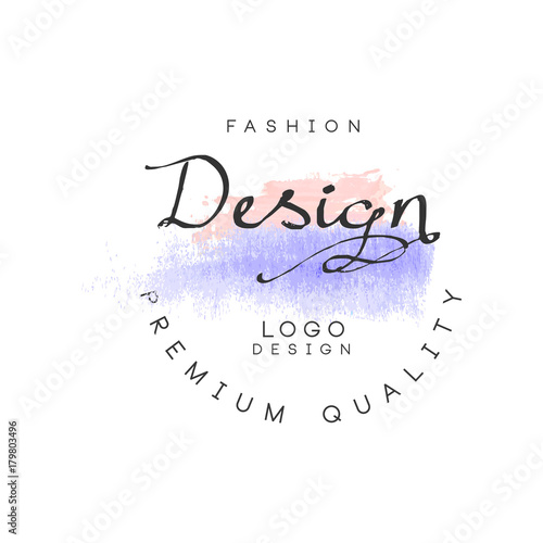 Fashion design logo, premium quality, badge for clothes shop or boutique, beauty salon or cosmetician watercolor vector Illustration