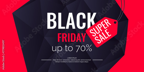 Original poster for Black friday sale. Abstract polygonal background. Low poly design.
