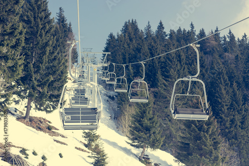 Ski lift at skiing resort.