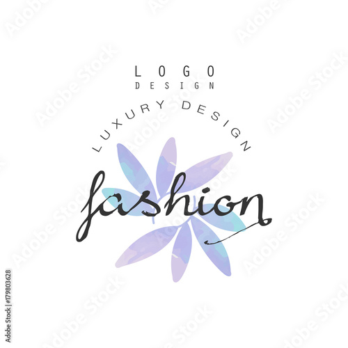 Fashion luxury design logo, badge for clothes boutique, beauty salon or cosmetician watercolor