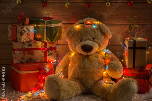 Little Teddy bear and new year time 