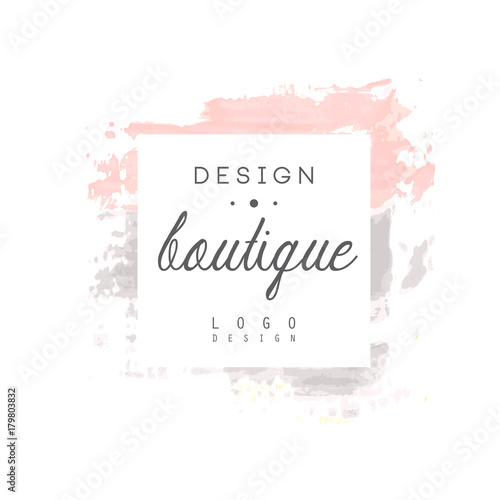 Boutique design logo, badge for fashion clothes shop, beauty salon or cosmetician watercolor vector Illustration