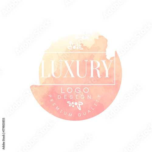Luxury logo design, premium quality, badge for clothes boutique, beauty salon or cosmetician watercolor vector Illustration