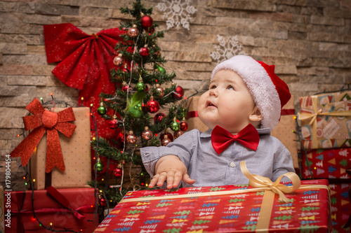 Little baby boy and new year time 