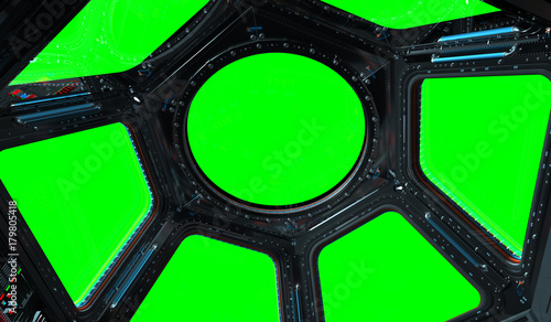 Fototapeta Naklejka Na Ścianę i Meble -  Space station window 3D rendering