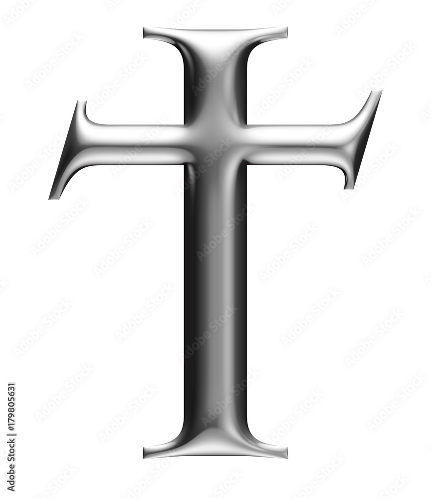 metallic alphabet, 3d rendering, letter T metallic alphabet, 3d rendering, letter T