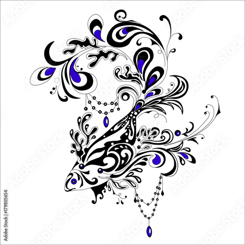 Abstract tatoo fish, vector illustartion
