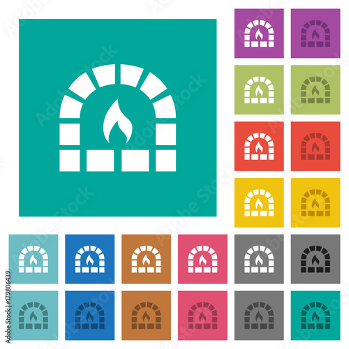 Stone oven square flat multi colored icons