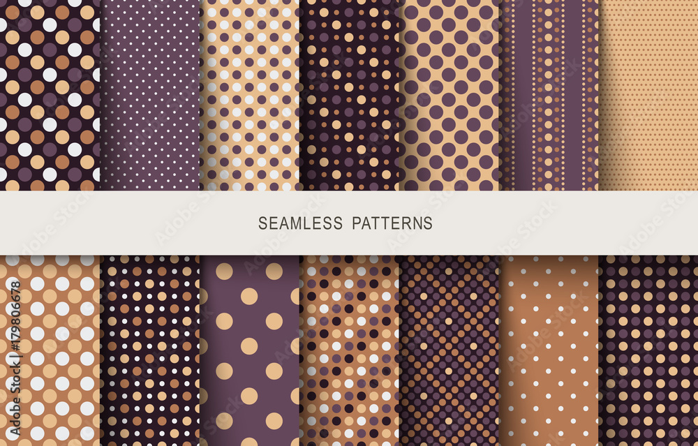 Seamless patterns polka dots set