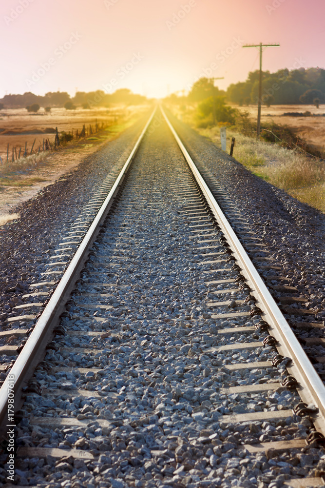 Railroad track sunlit