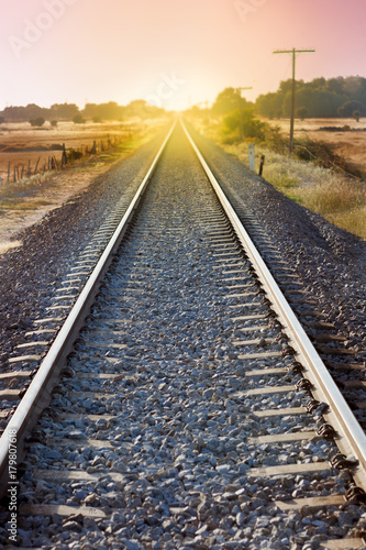 Railroad track sunlit