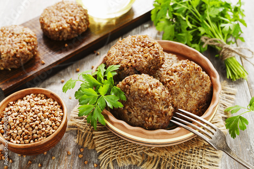Vegetarian cutlets of buckwheat