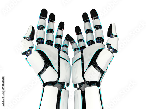 3d rendering two hands of a robot