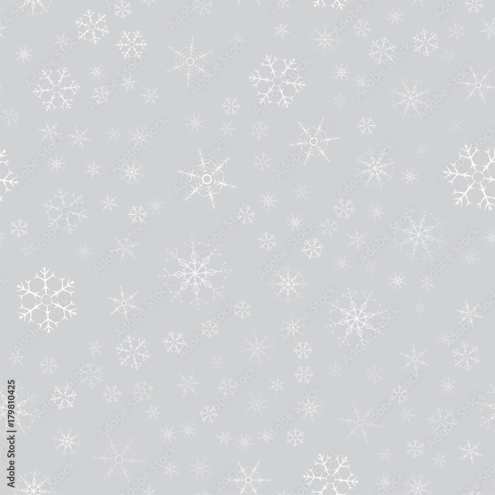 abstract seamless pattern of snowflakes. Christmas background for design of posters, postcards, invitation for the new year.