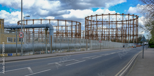 Old gasometers at Bromley by Bow, East London photo