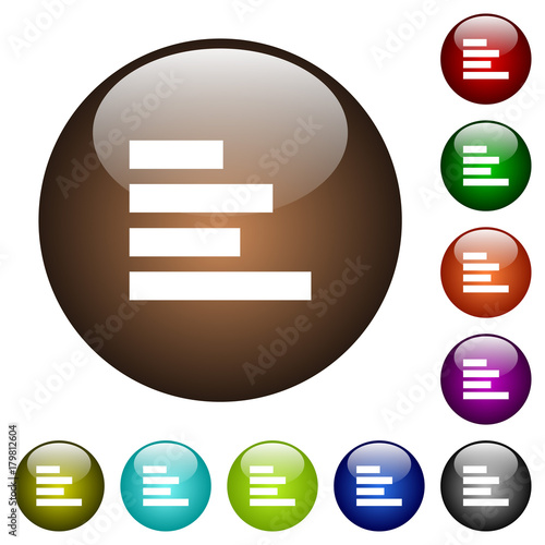 Text align left color glass buttons