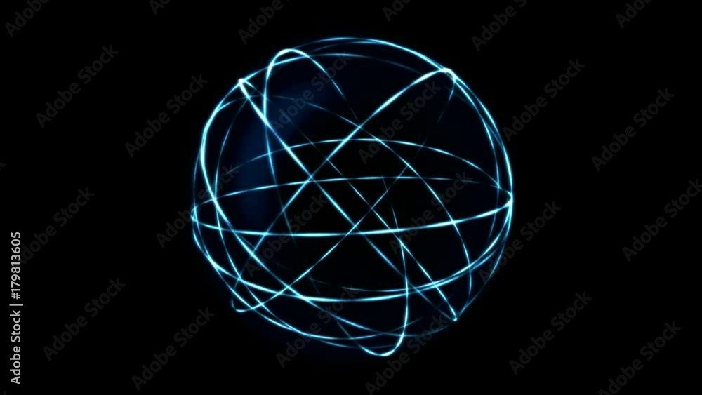 Scientific Energy Sphere Rings Animation - Loop Blue Scientific Energy Sphere Rings Animation - Loop Blue
