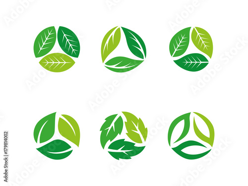 recycle leafs logo set
