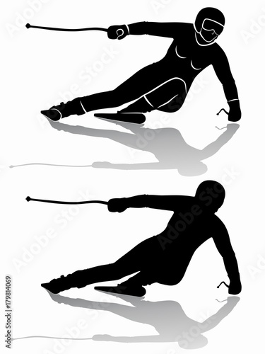 silhouette of a skier , vector draw
