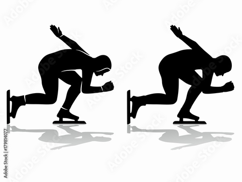 silhouette of a speed skater , vector draw
