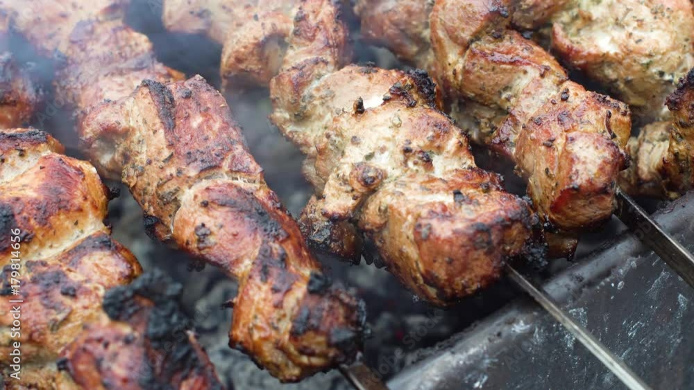 Delicious roasted pork meat on on grill Delicious roasted pork meat on on grill