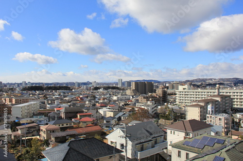 瞑想の松展望台から望む仙台市と太白山(宮城県)