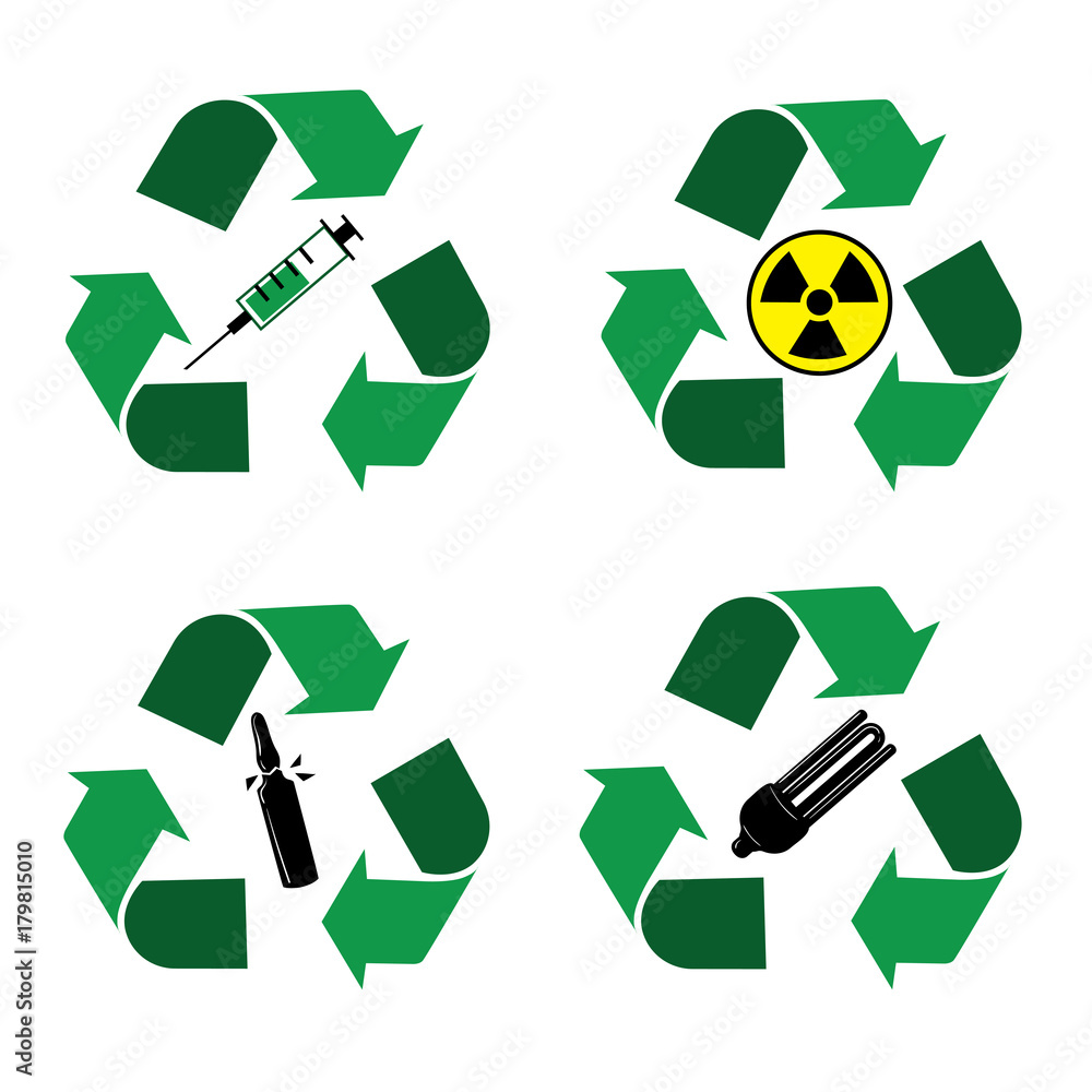 Fototapeta premium Recycle waste bins icons