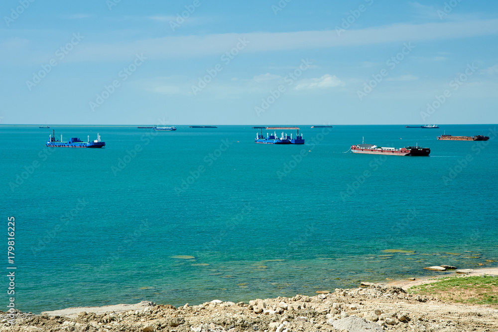 Obraz premium On the shore of the Caspian Sea. The Caspian Sea is the largest enclosed inland water body on Earth by area.