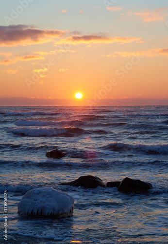 On the shore of the Caspian Sea. The Caspian Sea is the largest enclosed inland water body on Earth by area. photo