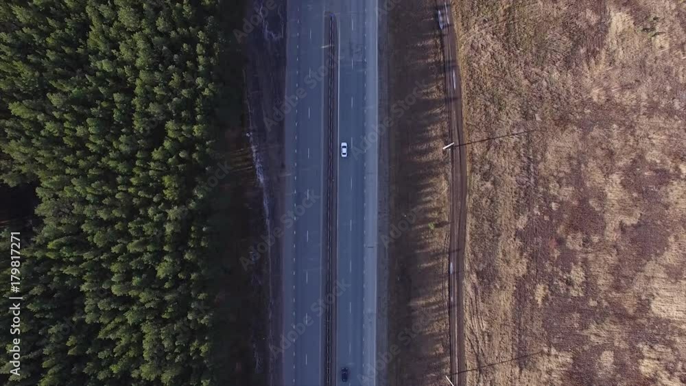 flight over the road with moving cars flight over the road with moving cars