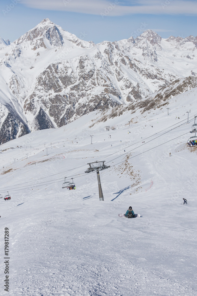 Landscape winter with ski slopes. Landscape winter with ski slopes.