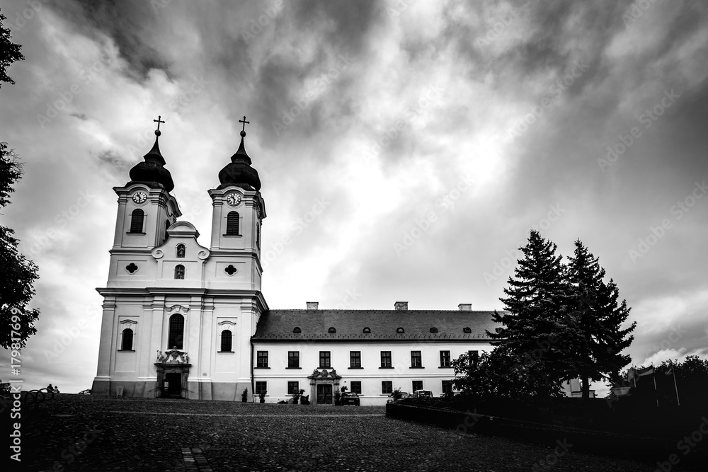 photo shows the historical Benedictine monastery of Tihany in Hungary's Balaton region.