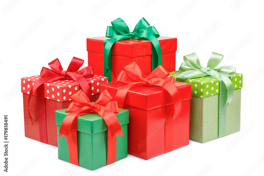 green and red gift box with a ribbon and a bow isolated green and red gift box with a ribbon and a bow isolated