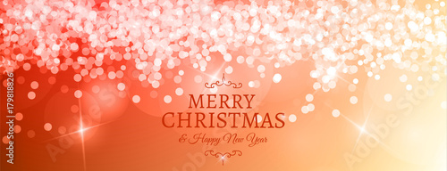 Banner with confetti and bokeh effect