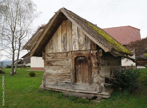 Old wooden rural barn in Obcine, Slovenia