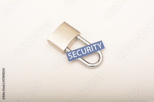 Security concept with Padlock and Paper Card