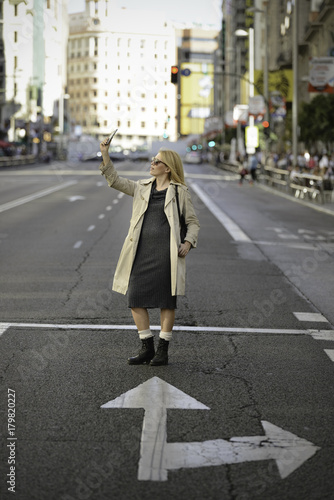 Taking a selfie in the middle of the road