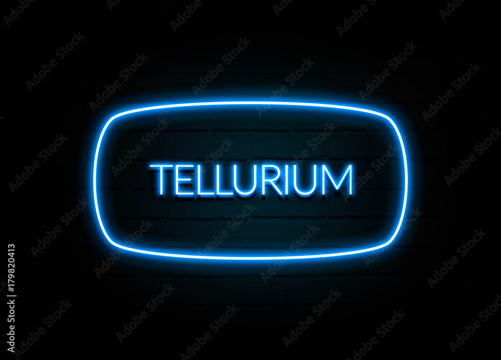 Tellurium - colorful Neon Sign on brickwall Tellurium - colorful Neon Sign on brickwall
