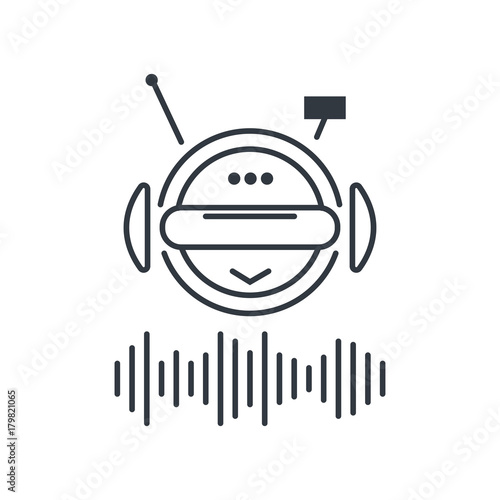 Isolated robot icon in a linear flat style. The concept of voice assistant and chat bot