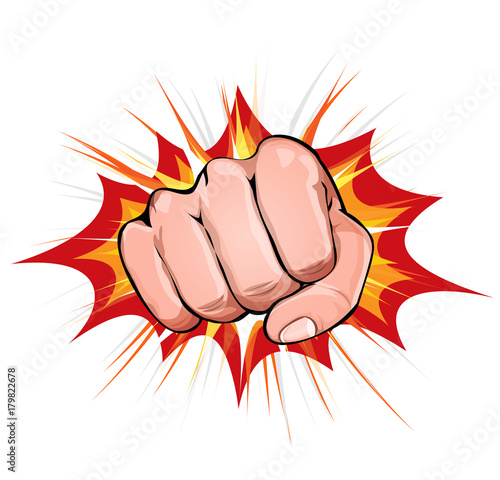 Power Fist On Blasting Background