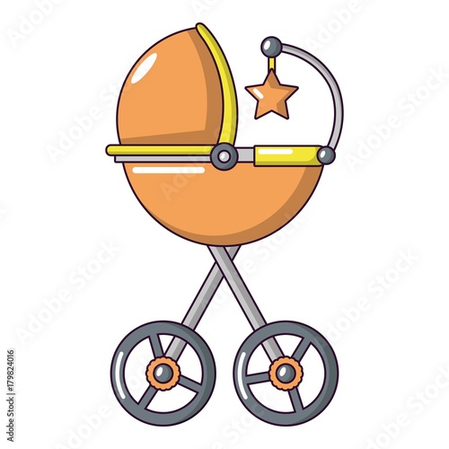 Baby carriage star icon, cartoon style